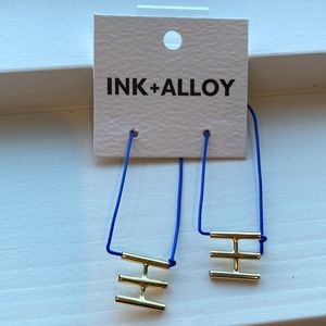 Ink + Alloy blue gold earrings, never worn.